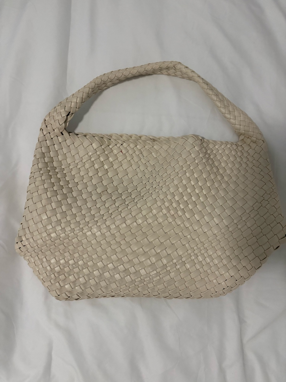 Woven Shoulder Bag in Light Beige - Elegant Women's Tote